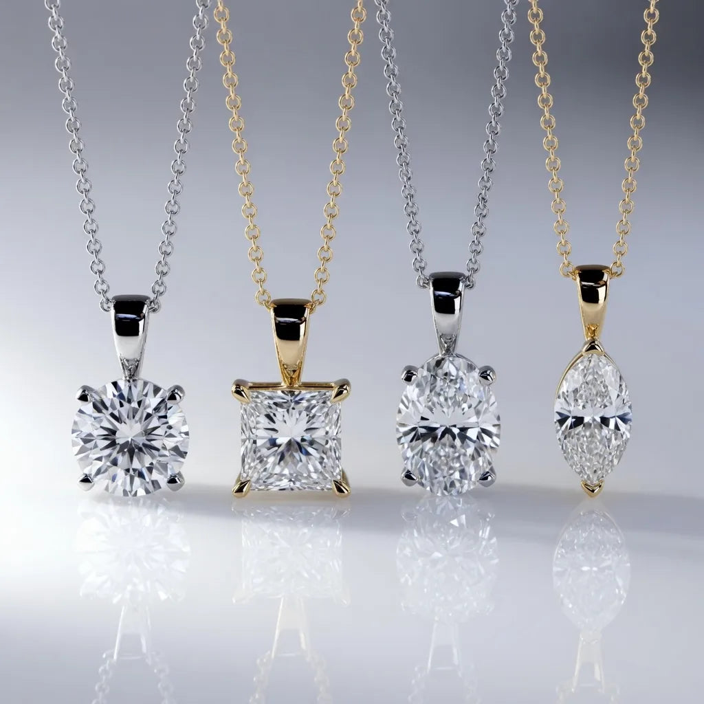 round, princess, oval and marquise lab diamond pendants - Quorri