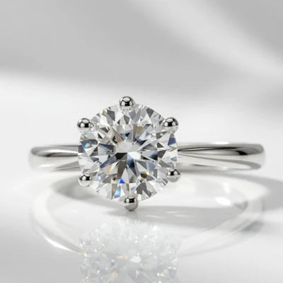 round lab diamond solitaire engagement ring in white gold
