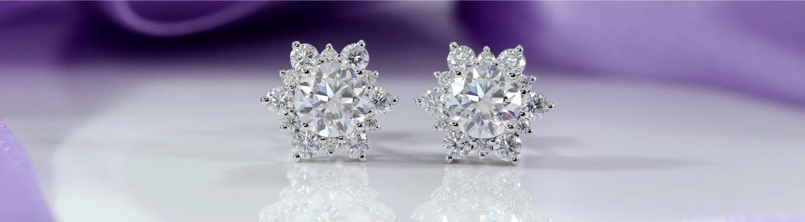 white gold cluster halo round and pear lab grown diamond stud earrings Canada