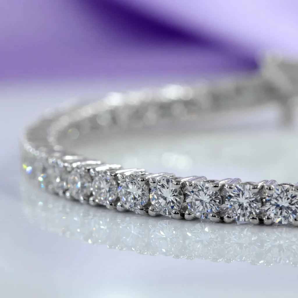 Lab diamond tennis bracelet with moissanite accents by Quorri