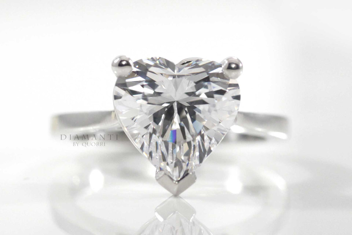 heart cut moissanite lab diamond engagement ring