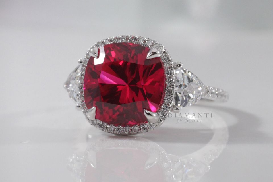 claw prong white gold blood red ruby cocktail ring