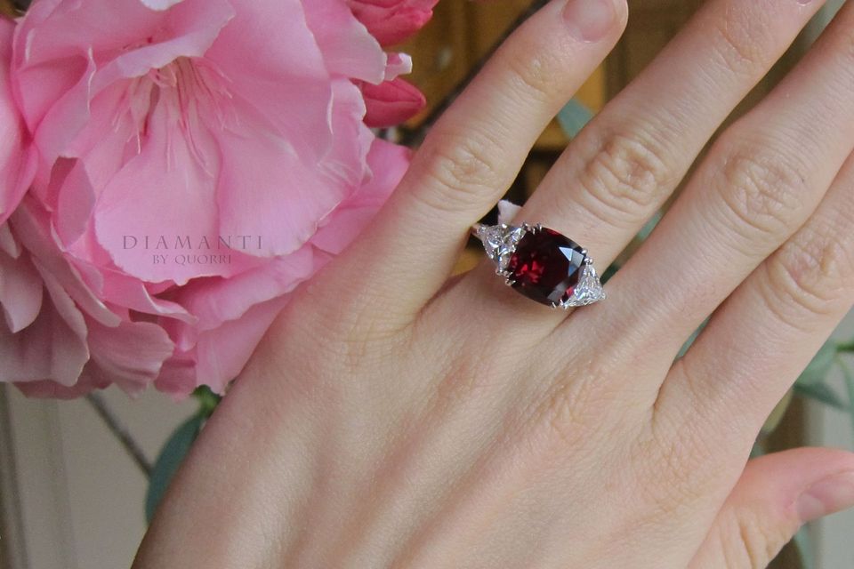 lab grown red ruby and diamond elaborate rings