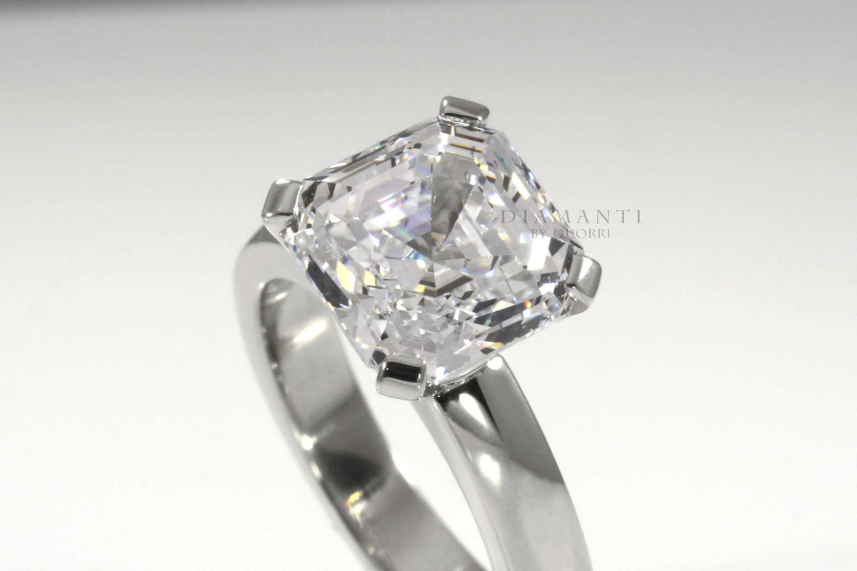 Asscher cut lab grown diamond solitaire at Quorri 