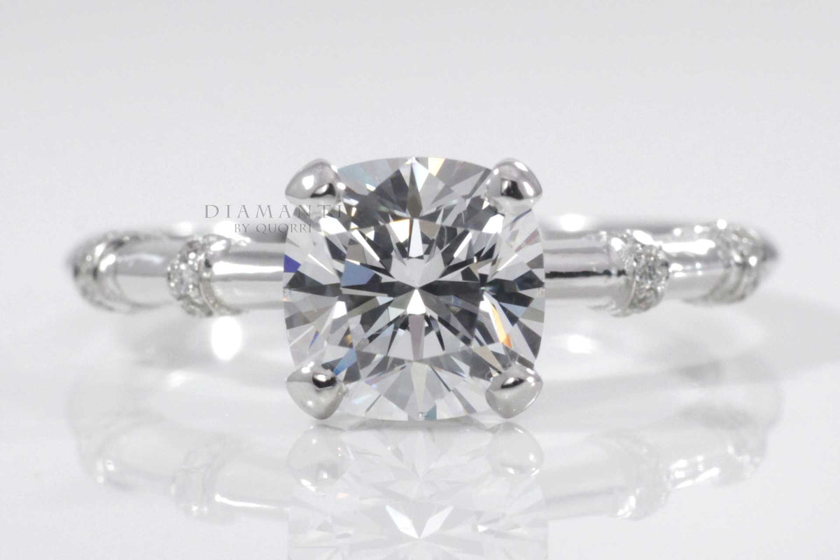 cushion cut lab grown diamond ring at Quorri