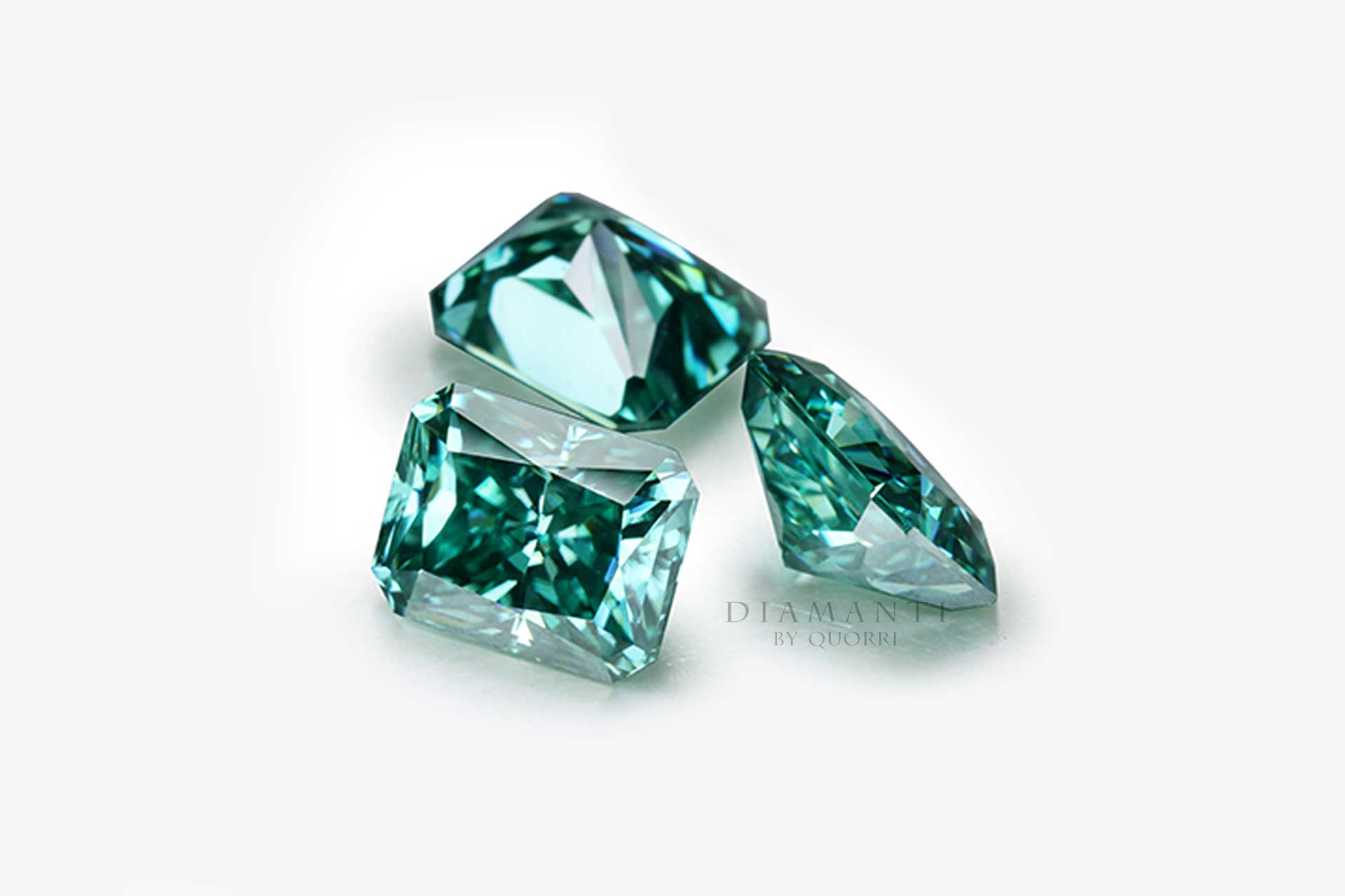 created green emerald in all fancy shapes