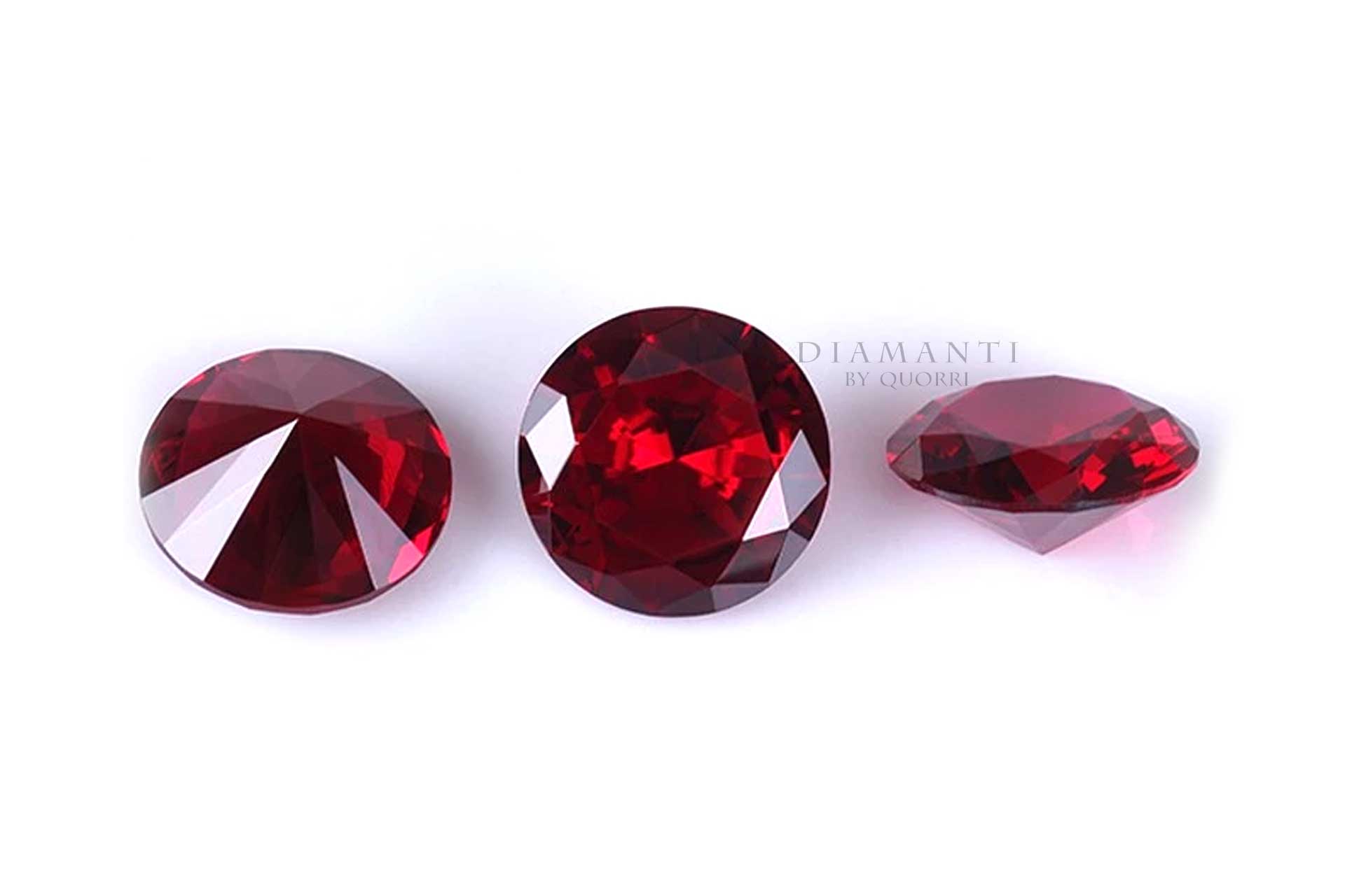 deep blood red round brilliant ruby gems