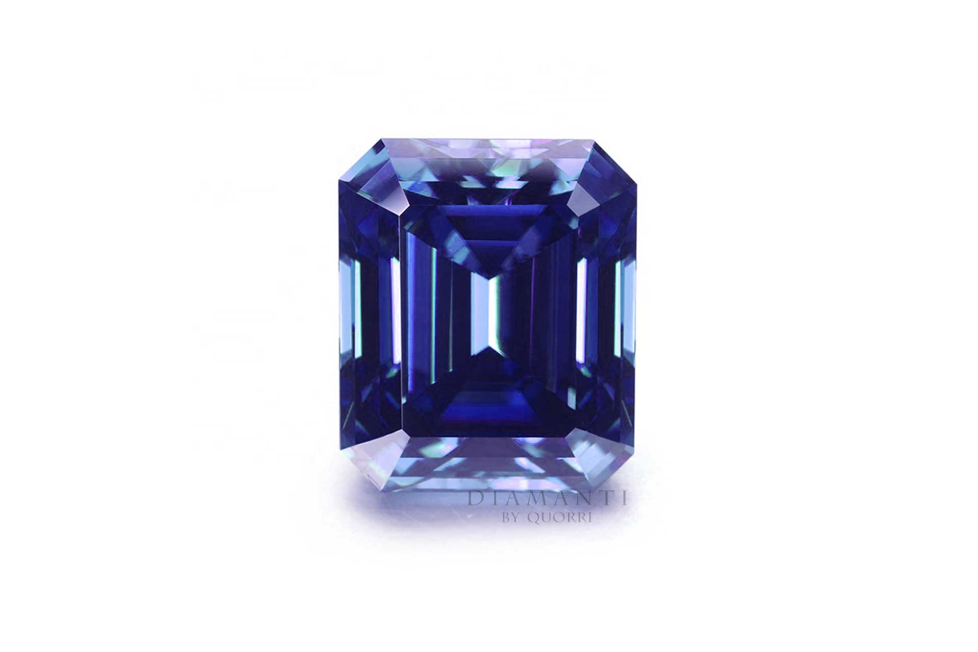 lab grown blue sapphire emerald cut