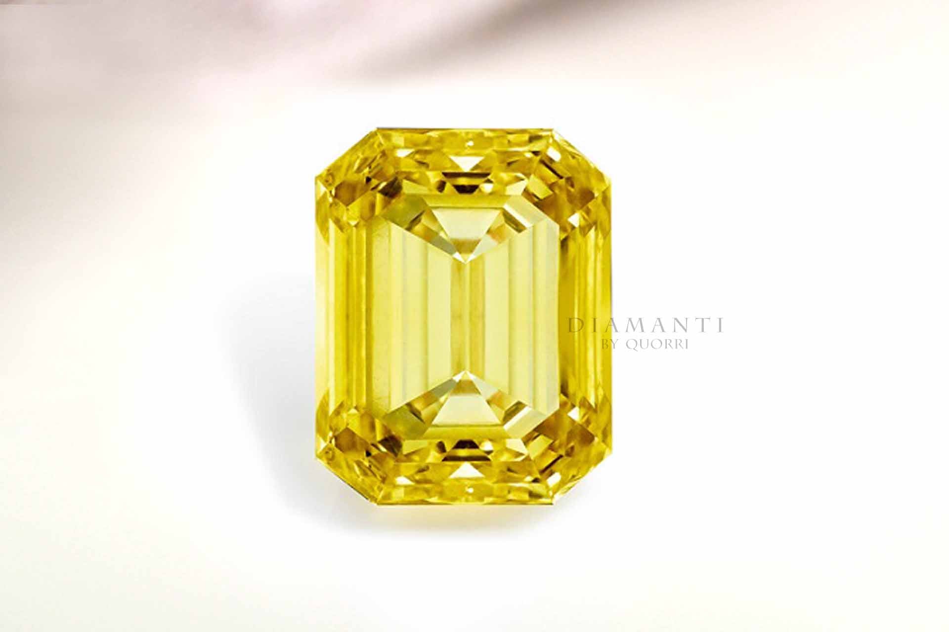 canary yellow emerald cut lab grown sapphires Quorri