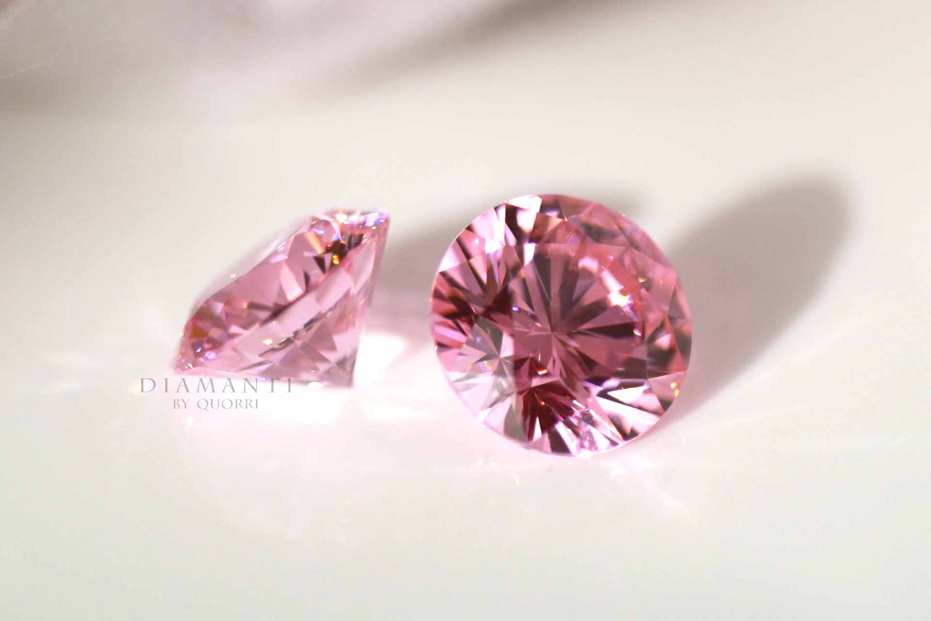 pink round brilliant lab diamonds