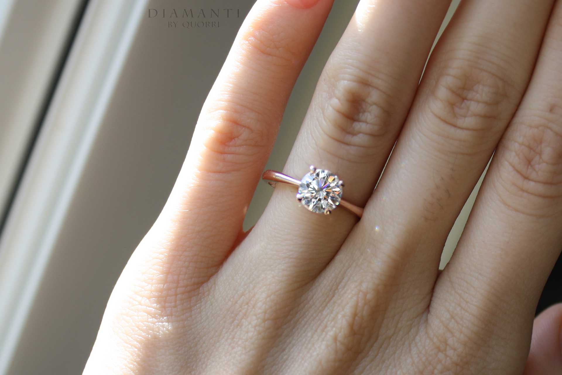 petite lab diamond solitaire ring in rose gold