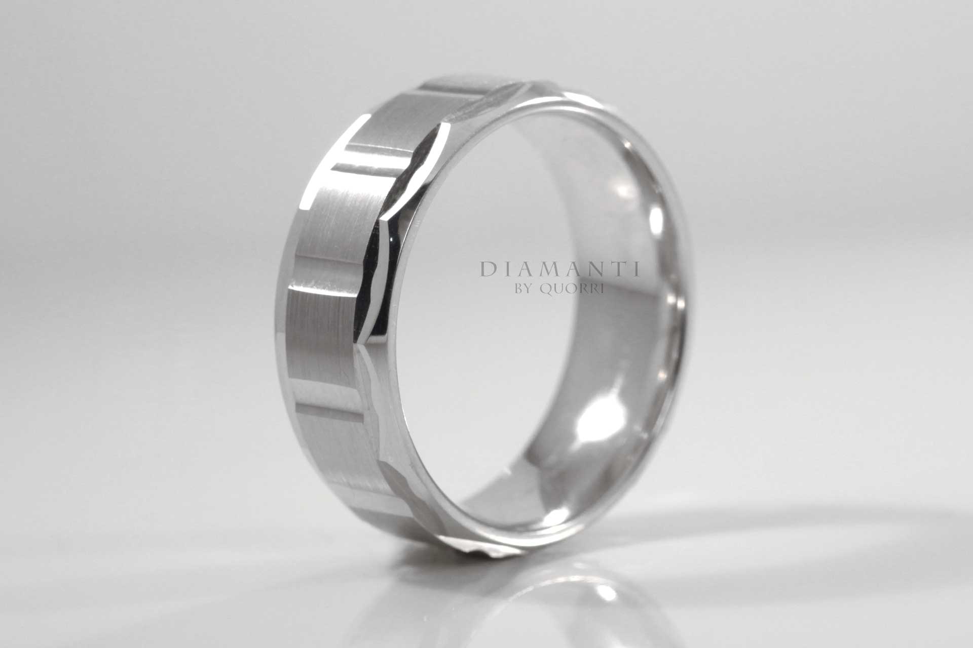 designer men's solid gold and platinum wedding ring by Quorri Canada